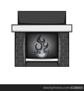 Fireplace icon in monochrome style isolated on white background vector illustration. Fireplace icon monochrome