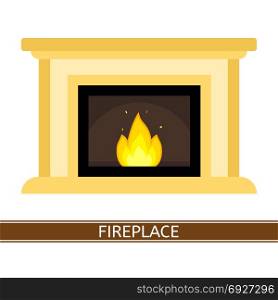 Fireplace Icon Isolated. Vector illustration of fireplace isolated on white background. Burning fire in flat style.