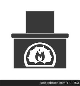 Fireplace icon with chimney in vector