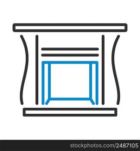 Fireplace With Doors Icon. Editable Bold Outline With Color Fill Design. Vector Illustration.