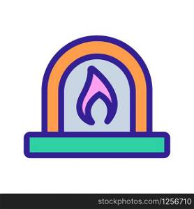 fireplace with fire icon vector. A thin line sign. Isolated contour symbol illustration. fireplace with fire icon vector. Isolated contour symbol illustration