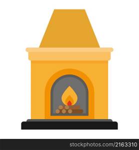 Fireplace with fire on an isolated white background