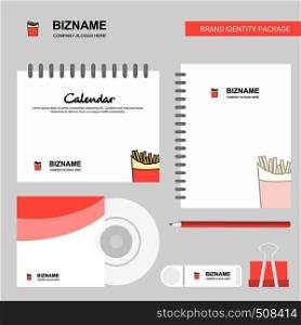 Fires Logo, Calendar Template, CD Cover, Diary and USB Brand Stationary Package Design Vector Template