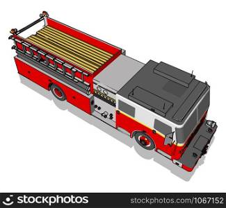 Firetruck, illustration, vector on white background.