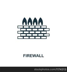 Firewall icon. Monochrome style design from internet security collection. UI. Pixel perfect simple pictogram firewall icon. Web design, apps, software, print usage.. Firewall icon. Monochrome style design from internet security icon collection. UI. Pixel perfect simple pictogram firewall icon. Web design, apps, software, print usage.