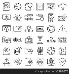 Firewall icons set. Outline set of firewall vector icons for web design isolated on white background. Firewall icons set, outline style