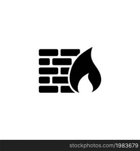 Firewall, Security Wall, Security. Flat Vector Icon illustration. Simple black symbol on white background. Firewall, Security Wall, Security sign design template for web and mobile UI element. Firewall, Security Wall, Security Flat Vector Icon