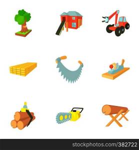 Firewood icons set. Cartoon illustration of 9 firewood vector icons for web. Firewood icons set, cartoon style