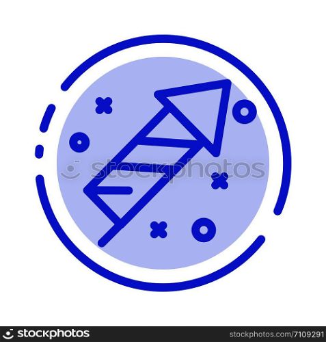 Firework, Fire, Easter, Day Blue Dotted Line Line Icon