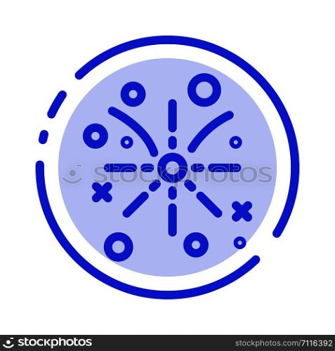 Firework, Fire, Easter, Holiday Blue Dotted Line Line Icon