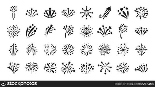 Firework icons set simple vector. New year celebrate. Cracker fire. Firework icons set simple vector. New year celebrate