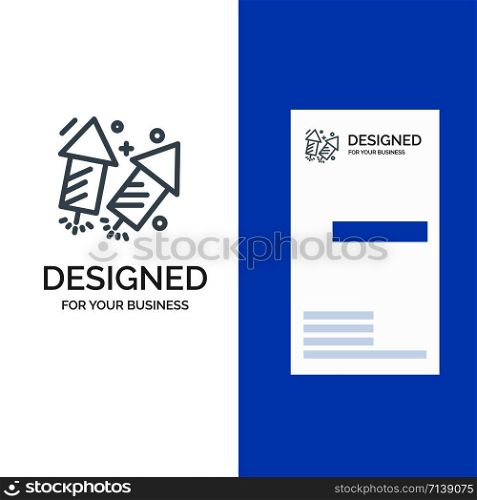 Firework, Love, Wedding, Fire Grey Logo Design and Business Card Template