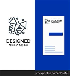 Firework, Love, Wedding, Fire Grey Logo Design and Business Card Template