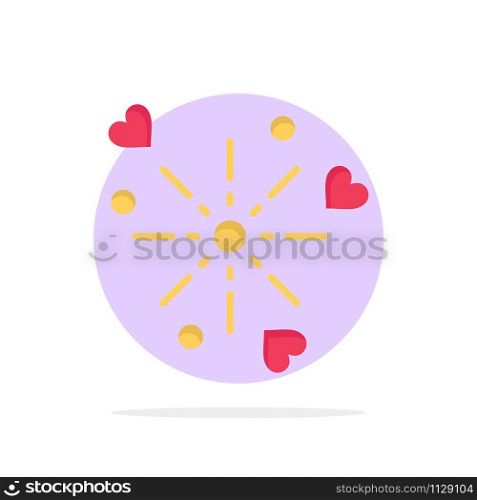 Fireworks, Celebration, Heart, Love Abstract Circle Background Flat color Icon