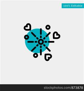 Fireworks, Celebration, Heart, Love turquoise highlight circle point Vector icon