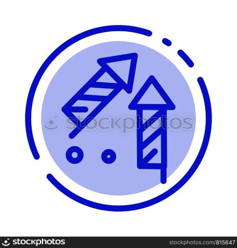 Fireworks, China, Chinese, Firecracker Blue Dotted Line Line Icon