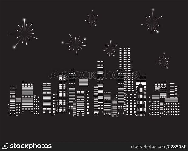 fireworks city vector illustration