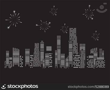 fireworks city vector illustration