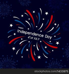 Fireworks design of 4th of july happy independence day vector illustration