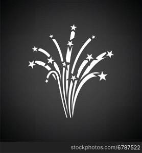Fireworks icon. Black background with white. Vector illustration.