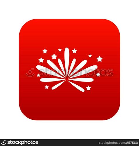 Fireworks icon digital red for any design isolated on white vector illustration. Fireworks icon digital red