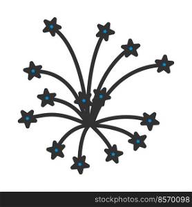 Fireworks Icon. Editable Bold Outline With Color Fill Design. Vector Illustration.