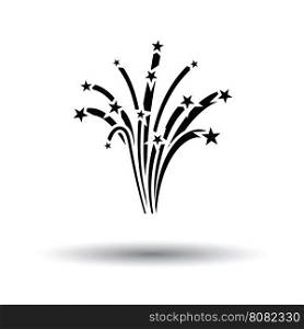 Fireworks icon. White background with shadow design. Vector illustration.