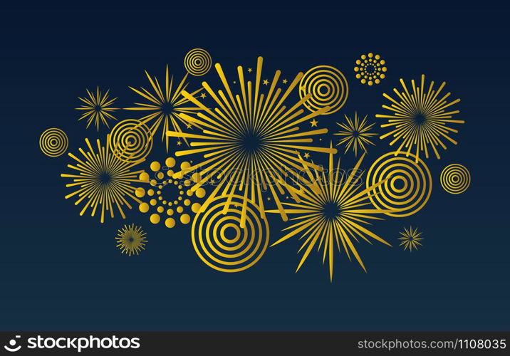 Fireworks isolated on white background. Vector illustration. Holiday fireworks. Festive vector background.