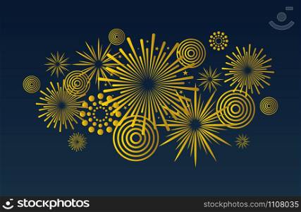 Fireworks isolated on white background. Vector illustration. Holiday fireworks. Festive vector background.