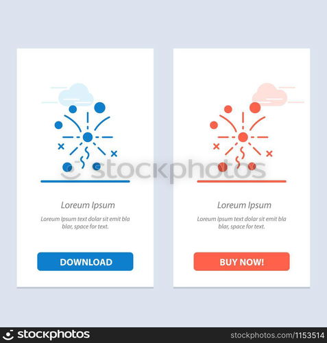 Fireworks, Light, Celebration Blue and Red Download and Buy Now web Widget Card Template