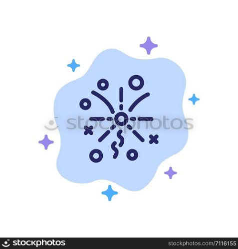 Fireworks, Light, Celebration Blue Icon on Abstract Cloud Background