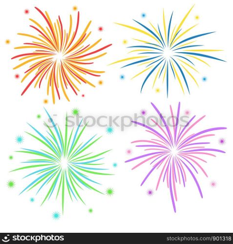 Fireworks on white background, stock vector illustration