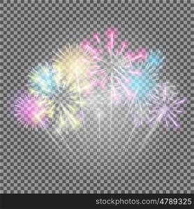 Fireworks, Salute on a Transparent Background Realistic Vector illustration for Your Design EPS10. Fireworks, Salute on a Transparent Background Realistic Vector i