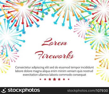 Fireworks wedding background. Fireworks wedding background. Vector white pyrotechnics colouring weddings invitation pattern with text