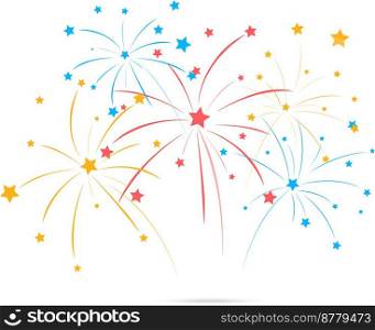 Fireworks with star on white background