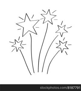 Fireworks with stars doodle icon. Ch&ion status in sketch style. Winner prize. Laurel wreath in hand drawn style. Victory line. Awards, trophy cups, stars.. Fireworks with stars doodle icon. Ch&ion status in sketch style. Winner prize. Laurel wreath in hand drawn style. Victory line.