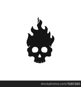 firing skull logo with cap vector icon template illustration design