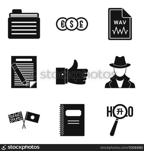 Firm document icons set. Simple set of 9 firm document vector icons for web isolated on white background. Firm document icons set, simple style