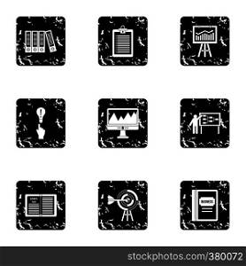Firm icons set. Grunge illustration of 9 firm vector icons for web. Firm icons set, grunge style