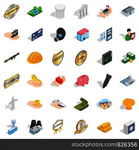 Firm icons set. Isometric style of 36 firm vector icons for web isolated on white background. Firm icons set, isometric style