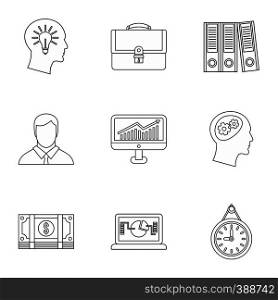 Firm icons set. Outline illustration of 9 firm vector icons for web. Firm icons set, outline style