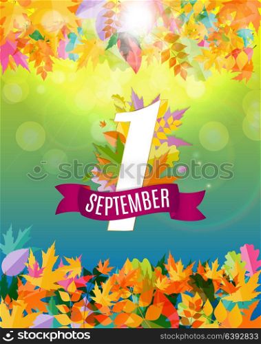 First 1 September Template Vector Illustration EPS10. First 1 September Template Vector Illustration