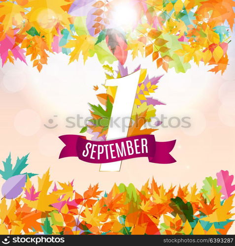 First 1 September Template Vector Illustration EPS10. First 1 September Template Vector Illustration