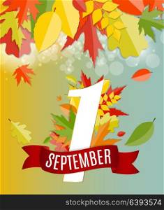 First 1 September Template Vector Illustration EPS10. First 1 September Template Vector Illustration