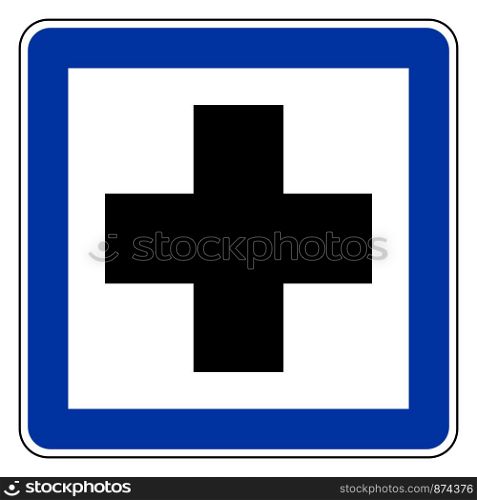 First aid and road sign