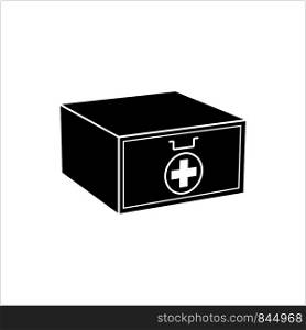 First Aid Box Icon, Medical Box, Medicine Box, Doctor Bag Vector Art Illustration