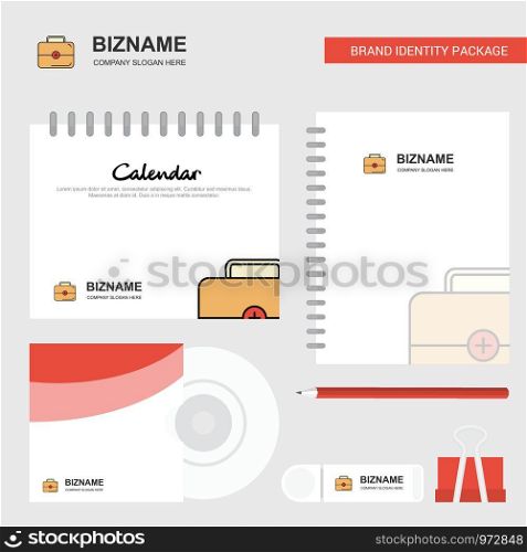 First aid box Logo, Calendar Template, CD Cover, Diary and USB Brand Stationary Package Design Vector Template