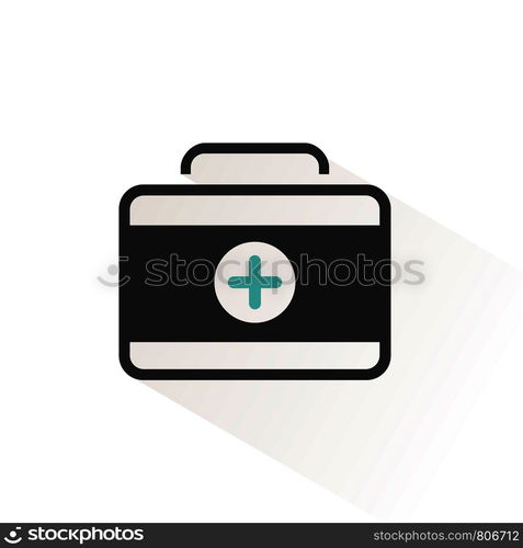 First aid case icon. Emergency medical equipment. Pharmacy vector illustration