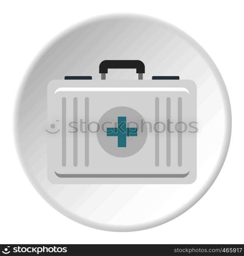 First aid icon in flat circle isolated on white vector illustration for web. First aid icon circle
