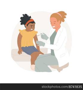 First aid isolated cartoon vector illustration. Doctor giving a shot to a child with swollen face, anaphylaxis first aid, severe allergic reaction, allergy emergency, skin rash vector cartoon.. First aid isolated cartoon vector illustration.